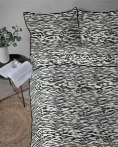 37532Pościel bawełniana biała z czarnym motywem animal print – 160x200 cm – Eden – wzór 5591 B-3
