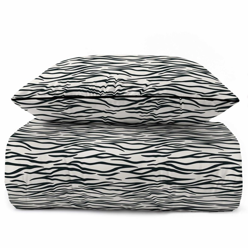 37532Pościel bawełniana biała z czarnym motywem animal print – 160x200 cm – Eden – wzór 5591 B-4