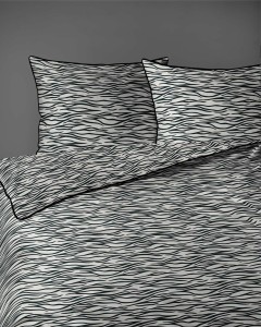 37532Pościel bawełniana biała z czarnym motywem animal print – 160x200 cm – Eden – wzór 5591 B-5