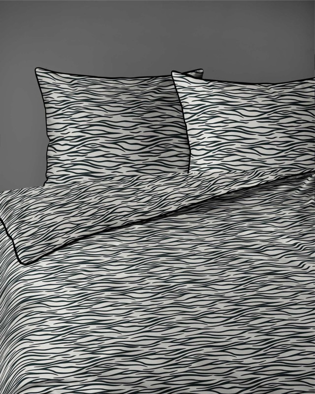 37532Pościel bawełniana biała z czarnym motywem animal print – 160x200 cm – Eden – wzór 5591 B-5