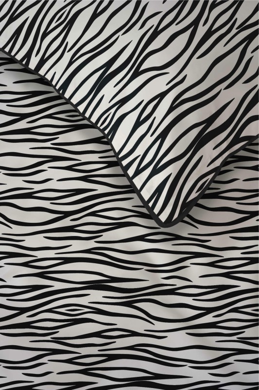 37532Pościel bawełniana biała z czarnym motywem animal print – 160x200 cm – Eden – wzór 5591 B-6