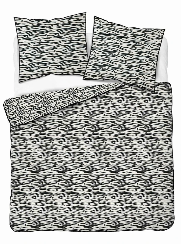 37533Pościel bawełniana biała z czarnym motywem animal print – 220x200 cm – Eden – wzór 5591 B-1