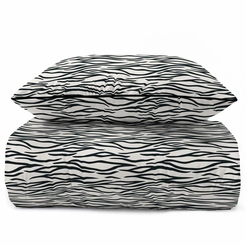 37533Pościel bawełniana biała z czarnym motywem animal print – 220x200 cm – Eden – wzór 5591 B-4