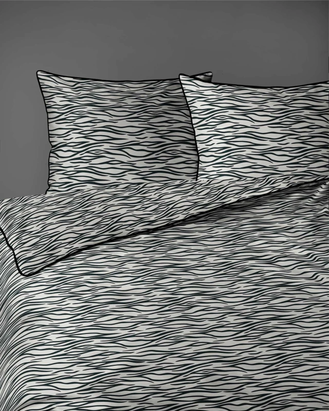 37533Pościel bawełniana biała z czarnym motywem animal print – 220x200 cm – Eden – wzór 5591 B-5