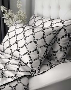 37534Pościel bawełniana biała z geometrycznym wzorem marokańskim – 160x200 cm – Eden – wzór 5592 A-2
