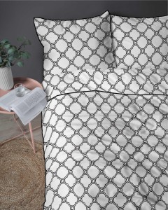37534Pościel bawełniana biała z geometrycznym wzorem marokańskim – 160x200 cm – Eden – wzór 5592 A-3