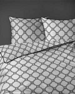 37534Pościel bawełniana biała z geometrycznym wzorem marokańskim – 160x200 cm – Eden – wzór 5592 A-5