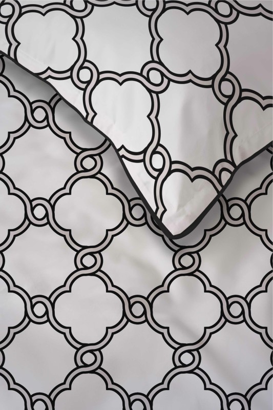 37534Pościel bawełniana biała z geometrycznym wzorem marokańskim – 160x200 cm – Eden – wzór 5592 A-6
