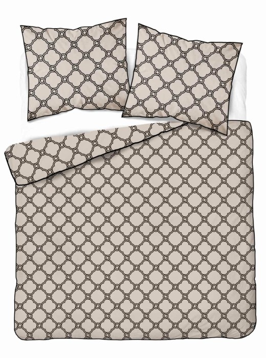 37537Pościel bawełniana beżowa z geometrycznym wzorem marokańskim – 220x200 cm – Eden – wzór 5592 B-1
