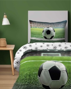 37538Pościel bawełniana 140x200 cm z motywem piłki nożnej na boisku – DreamStyle – wzór 5577 A-4