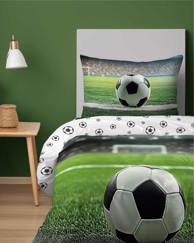37538Pościel bawełniana 140x200 cm z motywem piłki nożnej na boisku – DreamStyle – wzór 5577 A-4