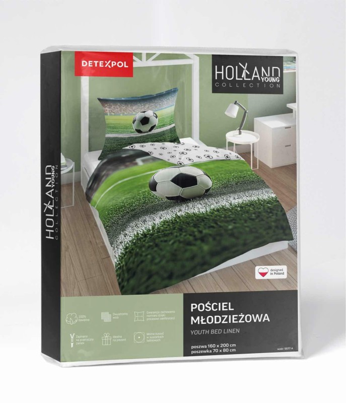 37538Pościel bawełniana 140x200 cm z motywem piłki nożnej na boisku – DreamStyle – wzór 5577 A-5