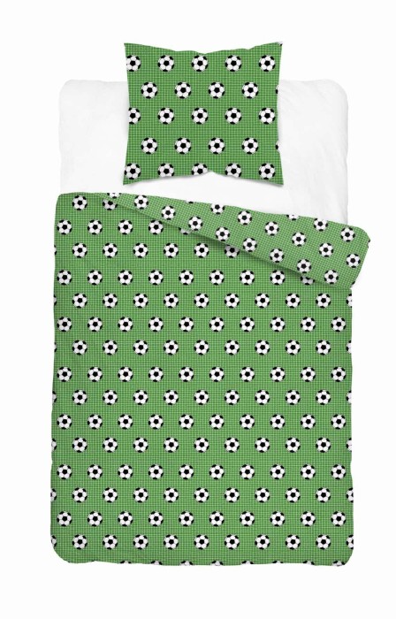 37542Pościel bawełniana 160x200 cm młodzieżowa zielona w piłki – SweetDream – wzór 5583 A-1
