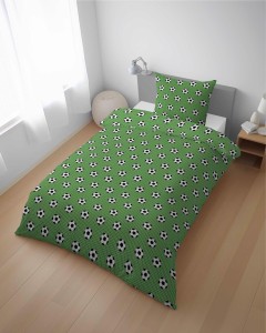 37542Pościel bawełniana 160x200 cm młodzieżowa zielona w piłki – SweetDream – wzór 5583 A-2