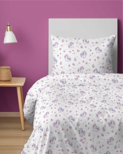 37544Pościel bawełniana 140x200 cm młodzieżowa biała w jednorożce i babeczki – SweetDream – wzór 5587 A-3