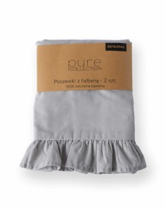 37548Pościel bawełniana 160x200 szara jasna jednobarwna z falbanką Pure 23-3