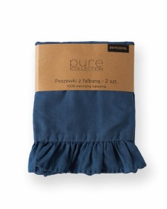 37550Pościel bawełniana 160x200 denim jednobarwna z falbanką Pure 23-3
