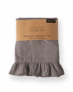37553Pościel bawełniana 220x200 szara ciemna jednobarwna z falbanką Pure 23-3