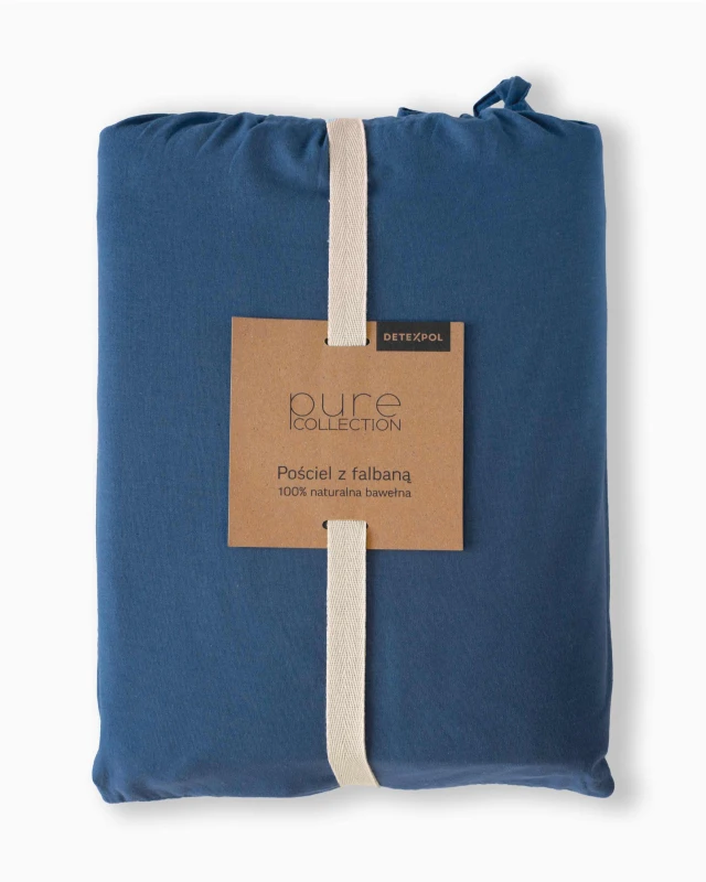 37555Pościel bawełniana 220x200 denim jednobarwna z falbanką Pure 23-4
