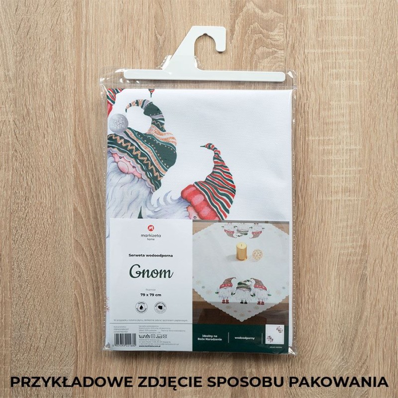 37624Bieżnik świąteczny wodoodporny 38x160 Gnom różowy szary PBN009/KSP/C02/038160/1-4