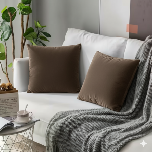 Poszewka dekoracyjna 40x40 Gładka Welur Brązowa