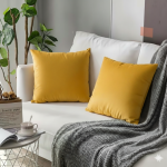 Poszewka Dekoracyjna 40x40 Jednobarwna Gładka Welur Musztardowa