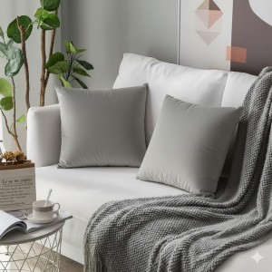 Poszewka Dekoracyjna 40x40 Gładka Welur Szara Jasna-1