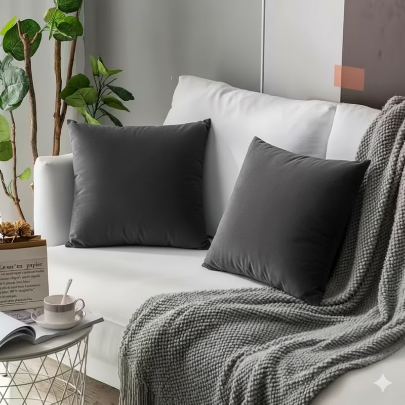 Poszewka na Poduszkę 40x40 Gładka Welur Grafitowa-1