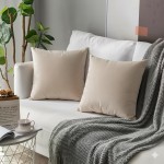Poszewka Dekoracyjna 40x40 Gładka Welur Jasna Beżowa