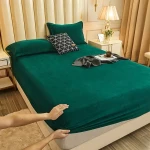 Prześcieradło Polarowe Pluszowe Miś 90x200 cm z Gumką – Zielone, Ciepłe, Miękkie