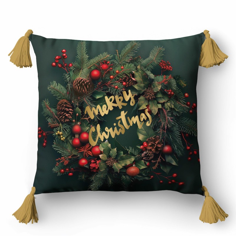 Poszewka świąteczna 45x45 stroik Merry Christmas dekoracyjna-1