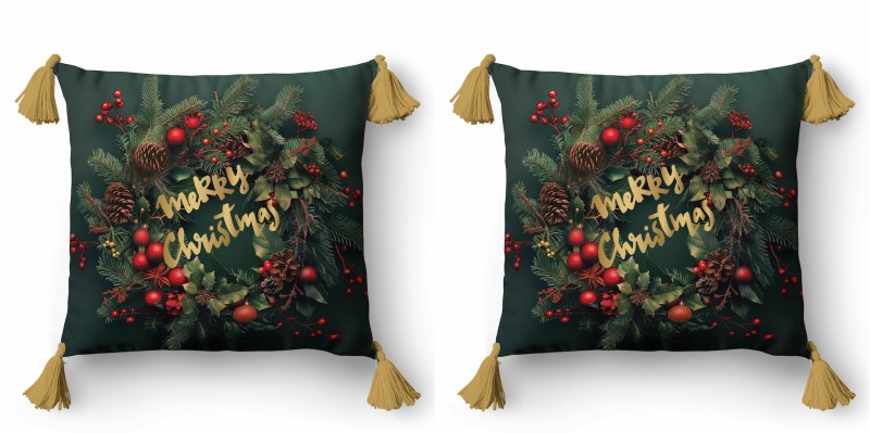 Poszewka świąteczna 45x45 stroik Merry Christmas dekoracyjna-2
