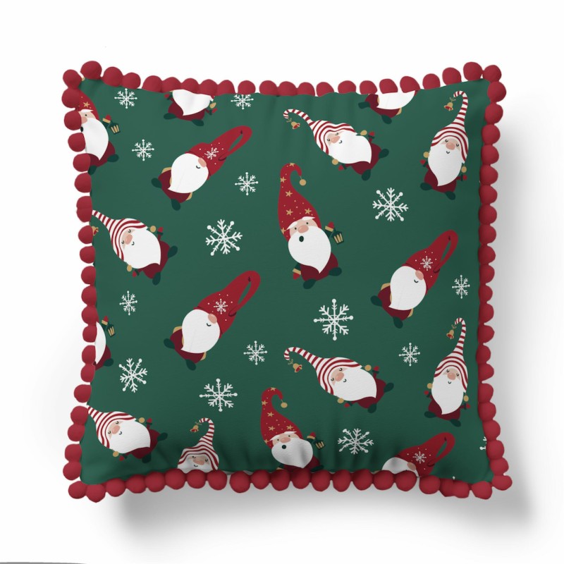 Poszewka świąteczna 45x45 skrzaty i śnieżynki Christmas dekoracyjna-1