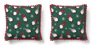 Poszewka świąteczna 45x45 skrzaty i śnieżynki Christmas dekoracyjna-2