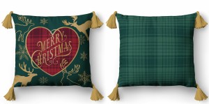 Poszewka świąteczna 45x45 serce i renifery Merry Christmas dekoracyjna-2