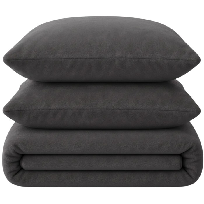 Pościel pluszowa 160x200 3cz. gładka zimowa miś ciemna szara-2