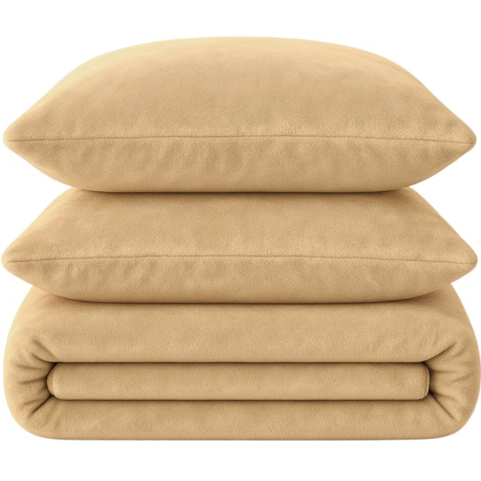 Pościel pluszowa 160x200 3cz. gładka zimowa miś beżowa-2