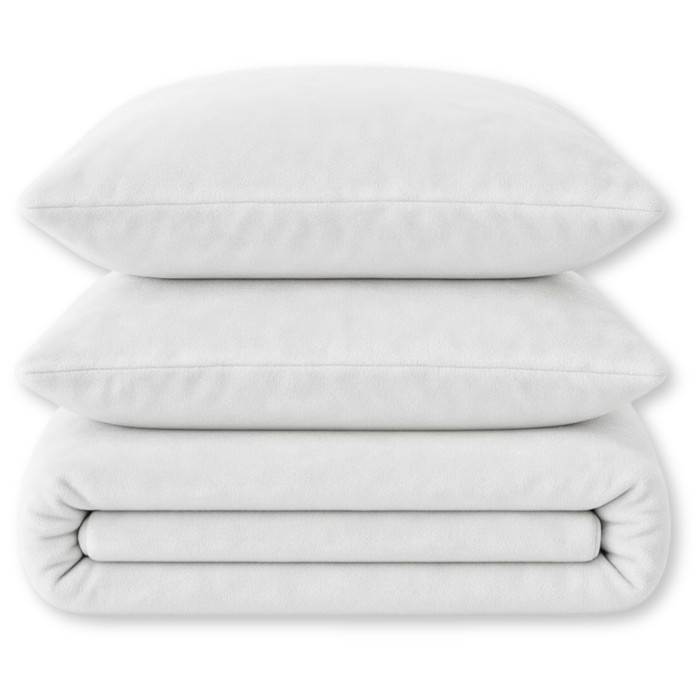 Pościel pluszowa 160x200 3cz. gładka zimowa miś biała-2