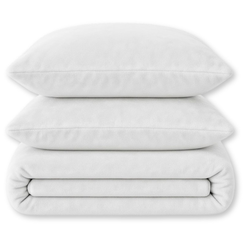 Pościel pluszowa 160x200 3cz. gładka zimowa miś biała-2