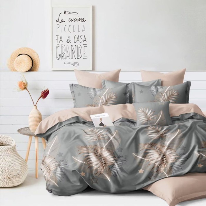 Pościel Dwustronna z Mikrofibry 160x200 Elena 577 4cz Prześcieradło z Gumką