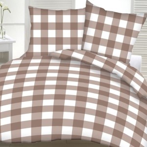 Pościel z kory 200x220 Kratka beżowa K08 na guziki.