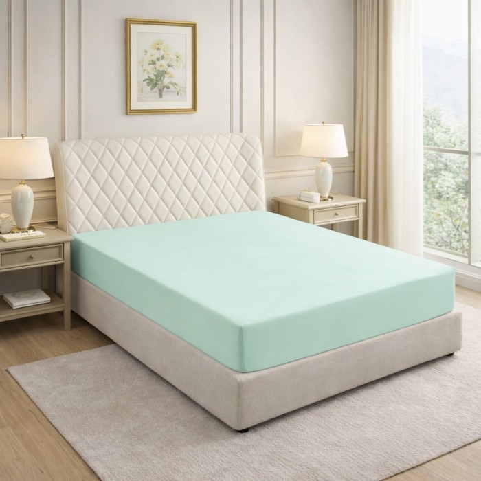 Prześcieradło z gumką miętowe 160x200 – elastyczna gumka na całym obwodzie zapewnia idealne dopasowanie-1