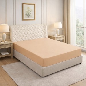 Prześcieradło z gumką 200x220 Beżowe-1