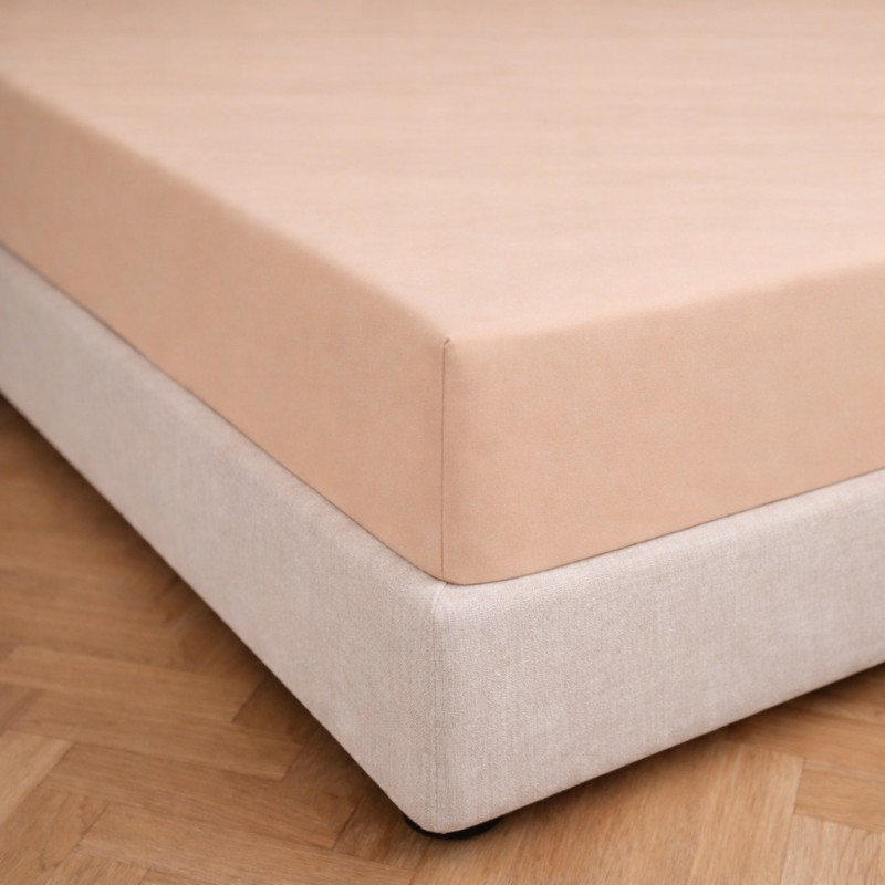 Prześcieradło z gumką 140x200 Beżowe-2