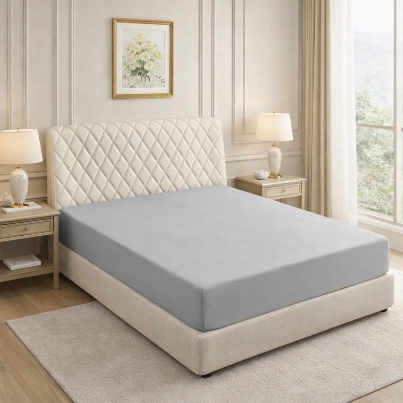 Prześcieradło z gumką 120x200 Jasne Szare-1