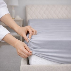 Prześcieradło z gumką 120x200 Jasne Szare-3