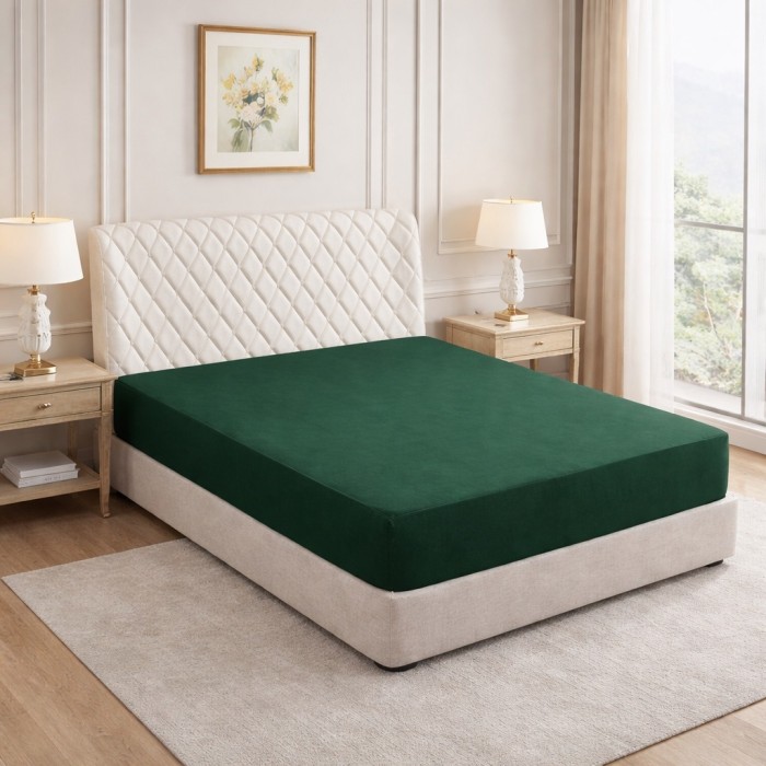 Prześcieradło z gumką 200x220 Zielone Ciemne-1