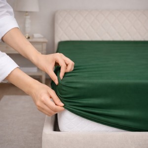 Prześcieradło z gumką 180x200 Zielone Ciemne-3