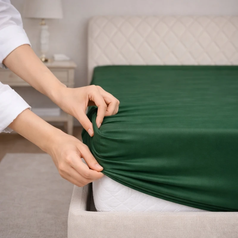 Prześcieradło z gumką 180x200 Zielone Ciemne-3