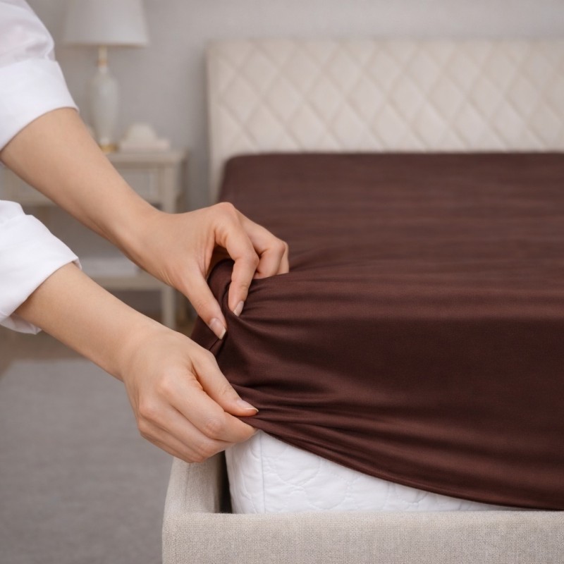 Prześcieradło z gumką 200x220 Brązowe-3